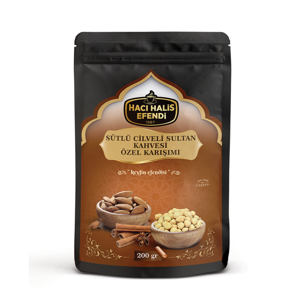Hacı Halis Efendi Sütlü Cilveli Sultan Kahvesi 200gr ve Sütlü Cilveli Sultan Kahvesi Özel Karışımı 200gr